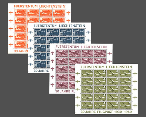 30 Years Flugpostmarken in Liechtenstein