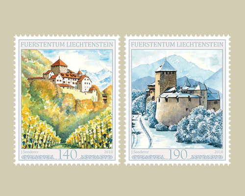 Schloss Vaduz in den vier Jahreszeiten -