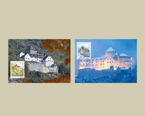 Schloss Vaduz in den vier Jahreszeiten -