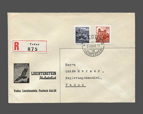 Automatenmarken 1943 auf R-Brief mit Ers