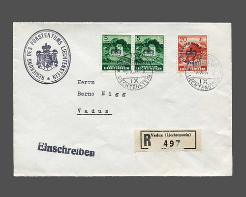 20 Rp. mit violettem Aufdruck auf R-Regi