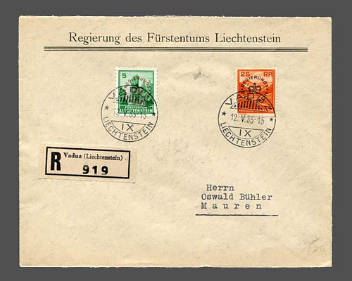25 Rp. Ausgabe 1933 mit 5 Rp. Ausgabe 19