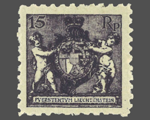 Wappen mit Putten / Zähnung L 9œ