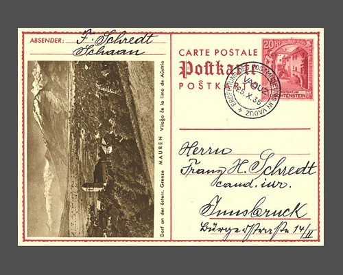 Postkarte: Schlosshof Vaduz