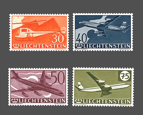 30 Years Flugpostmarken in Liechtenstein