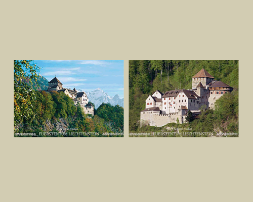 Bildpostkarte: Schloss Vaduz in den vier