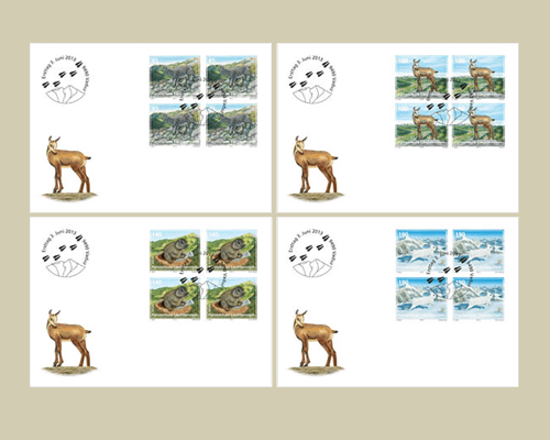 Jeunes animaux des Alpes - Bloc de quatr