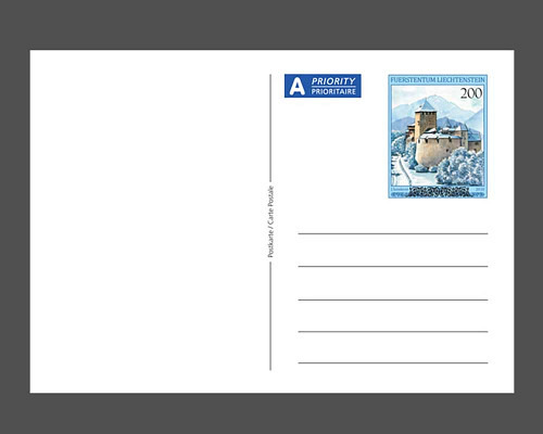 Bildpostkarte Schloss Vaduz in den vier
