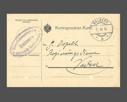 Portofreie Korrespondenzkarte LBK Nr. D