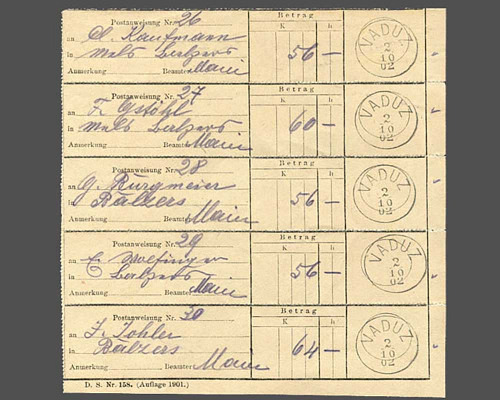 Postanweisungsschein D.S. Nr. 158