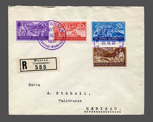 Arbeitsbeschaffung 1937 auf R-Brief mit