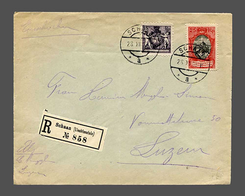 15 Rp. Zähnung 9 1/2 und 25 Rp. auf port