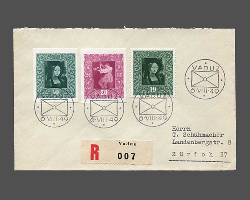 Marken aus Gemälde-Block 1949 auf 2 port