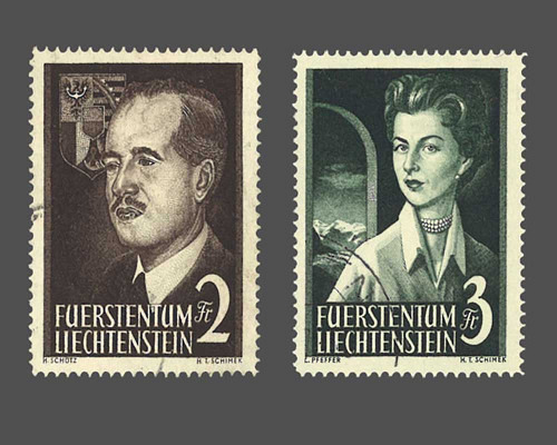 Mi.Nr. 332-333, 2+3 Fr. Fürst/Fürstin 19