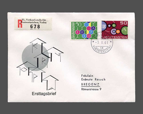 CHF 0.50 Europa 1960 als Zusatzfrankatur